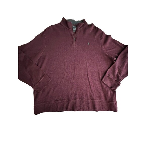 Polo Ralph Lauren Sweater Mens XXL 1/4 Zip Pullover‎ Jacket Burgundy #P13-1 - Picture 1 of 10